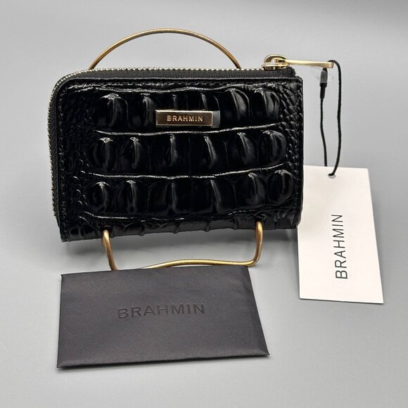 Brahmin Anita Black Melbourne Leather Card Case Wallet V8615140000001 NEW - Picture 1 of 16